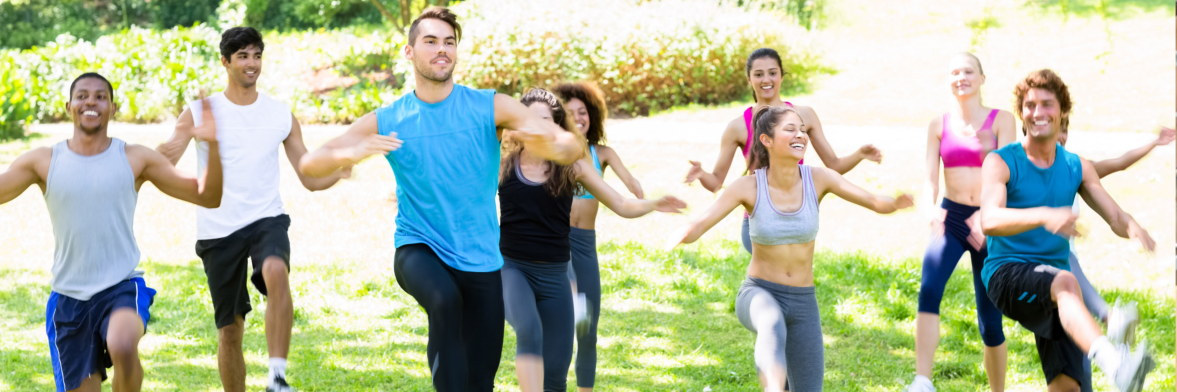 a group exercising outside